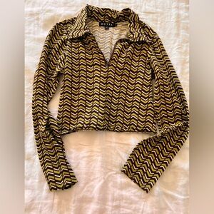 Motel Rocks Zigzag Women's Blouse - Black and Yellow